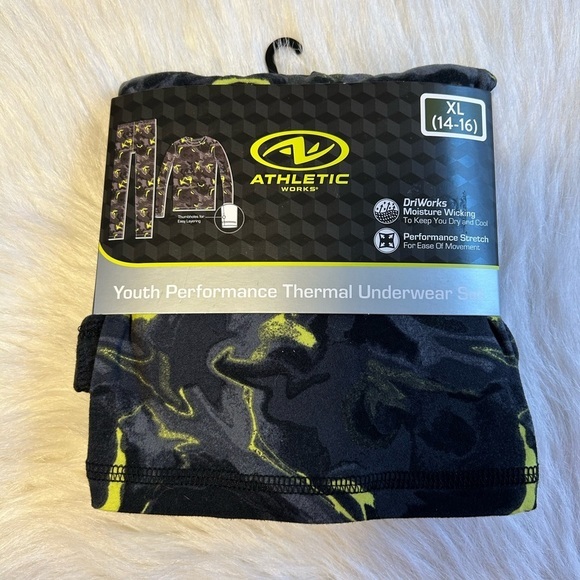 Athletic Works Thermal Underwear Set Boys Size XL (14-16)‎ Thumbholes Pajamas - Picture 1 of 5